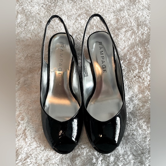 Rampage Peep Toe Patent Leather Sling Back Heel - Picture 1 of 7
